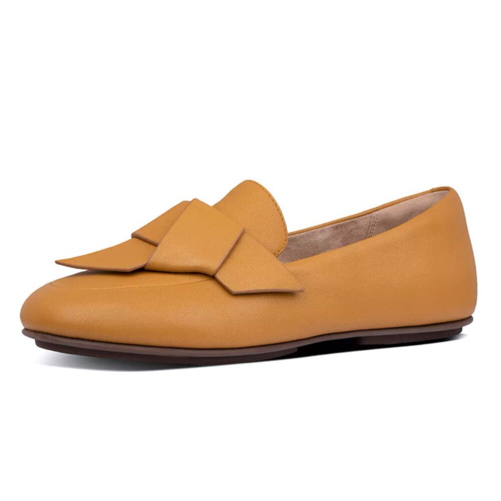 Fitflop ~ LENA Knot Flat Leather Loafers in Mustard size 6